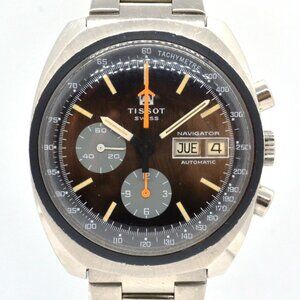 Vintage Mens 38mm Tissot Navigator Automatic Chronograph Watch Cal 2920 Date-Day